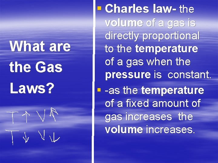 § Charles law the What are the Gas Laws? volume of a gas is