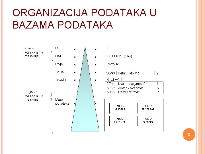 ORGANIZACIJA PODATAKA U BAZAMA PODATAKA 8 