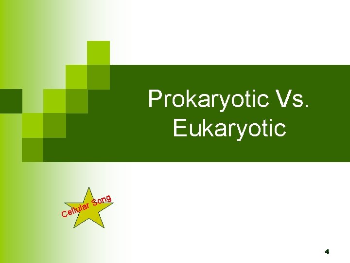 Prokaryotic Vs. Eukaryotic ng o S lar lu Cel 4 