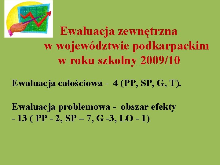  Ewaluacja zewnętrzna w województwie podkarpackim w roku szkolny 2009/10 Ewaluacja całościowa - 4