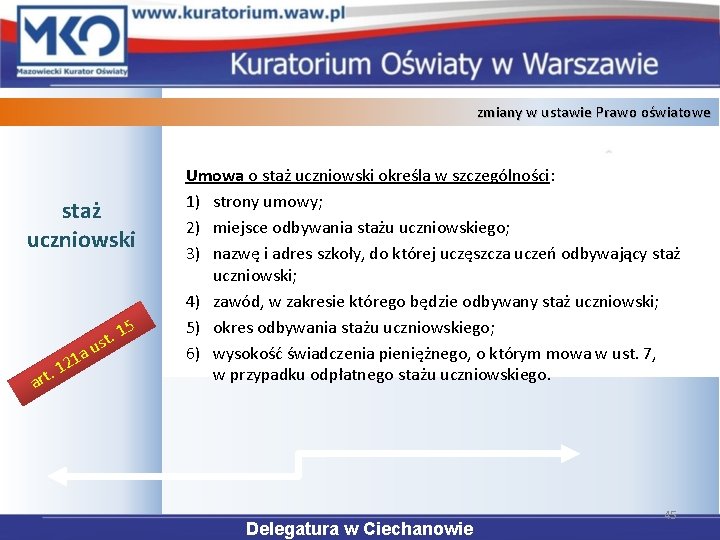 zmiany w ustawie Prawo oświatowe staż uczniowski 5 . 1 t r a a