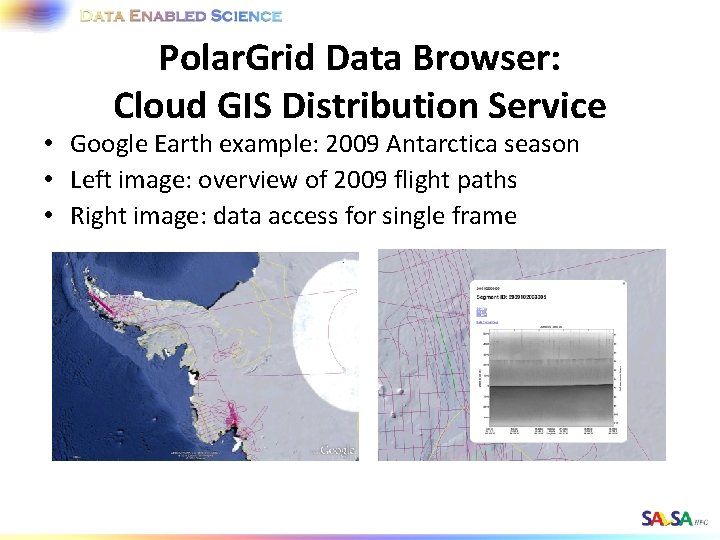 Polar. Grid Data Browser: Cloud GIS Distribution Service • Google Earth example: 2009 Antarctica