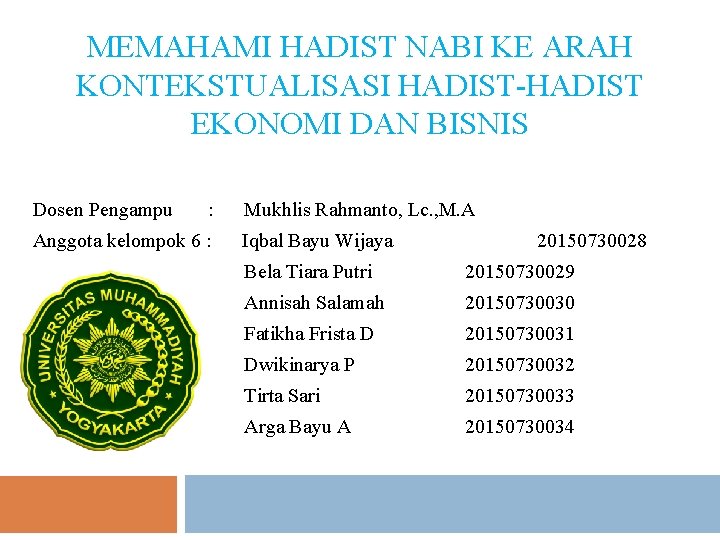 Memahami Hadist Nabi Ke Arah Kontekstualisasi Hadisthadist Ekonomi