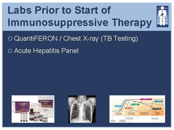 Labs Prior to Start of Immunosuppressive Therapy Quanti. FERON / Chest X-ray (TB Testing)