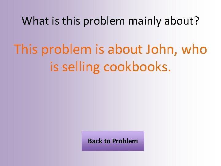 What is this problem mainly about? This problem is about John, who is selling