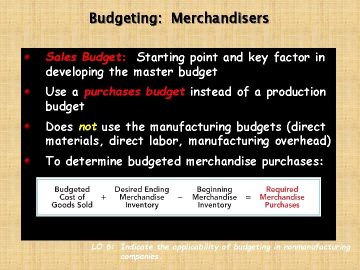 Budgeting: Merchandisers Sales Budget: Starting point and key factor in developing the master budget