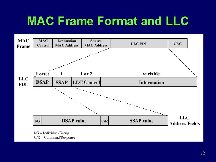 MAC Frame Format and LLC 12 