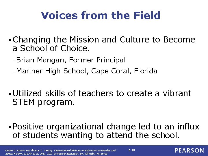 Voices from the Field • Changing the Mission and Culture to Become a School