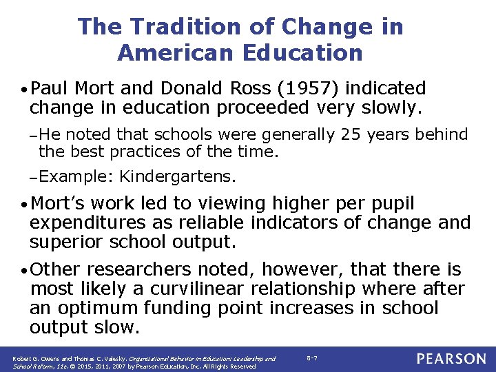 The Tradition of Change in American Education • Paul Mort and Donald Ross (1957)