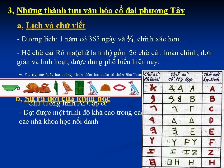 3, Những thành tựu văn hóa cổ đại phương Tây a, Lịch và chữ