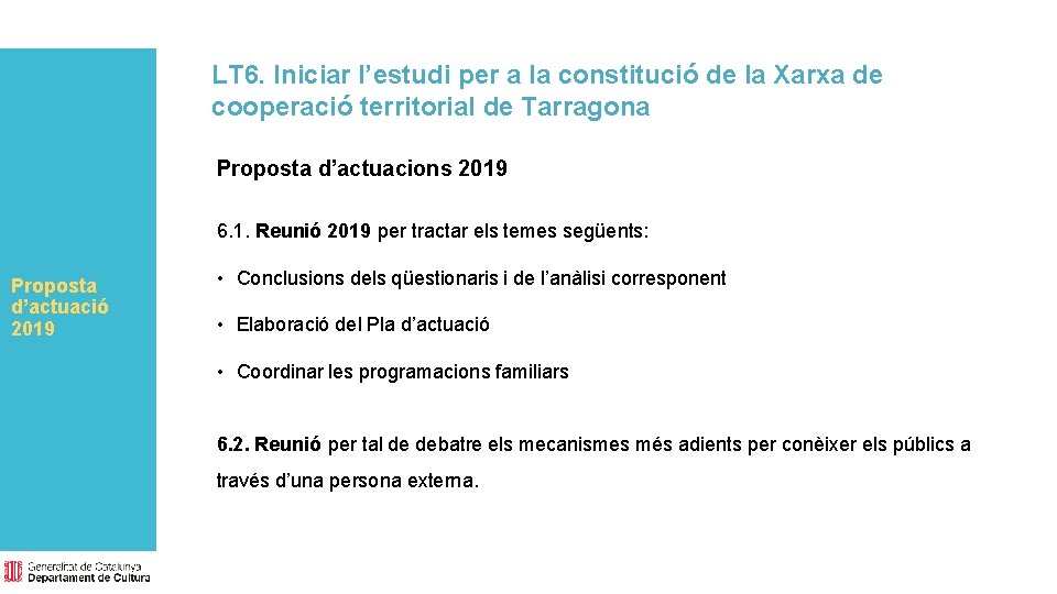 LT 6. Iniciar l’estudi per a la constitució de la Xarxa de cooperació territorial