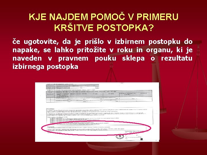 KJE NAJDEM POMOČ V PRIMERU KRŠITVE POSTOPKA? če ugotovite, da je prišlo v izbirnem