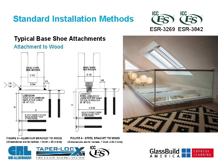 Standard Installation Methods ESR-3269 ESR-3842 Typical Base Shoe Attachments Attachment to Wood 