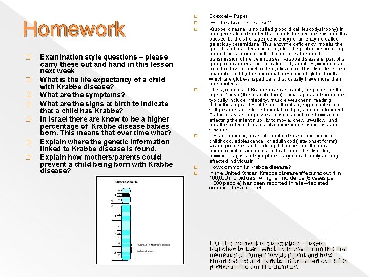 Homework � � � � Examination style questions – please carry these out and