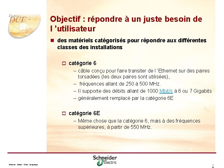 Objectif : répondre à un juste besoin de l ’utilisateur n des matériels catégorisés