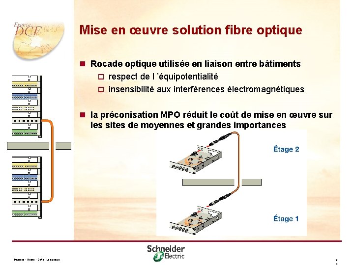 Mise en œuvre solution fibre optique n Rocade optique utilisée en liaison entre bâtiments