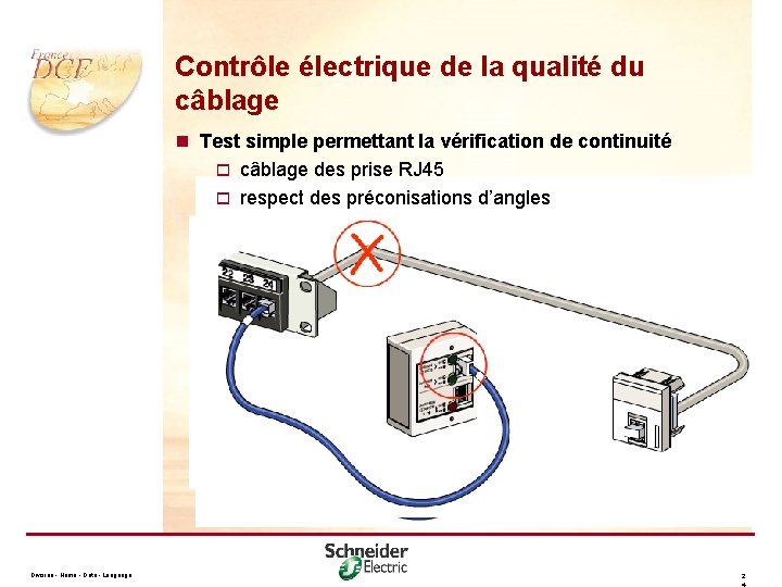 Contrôle électrique de la qualité du câblage n Test simple permettant la vérification de