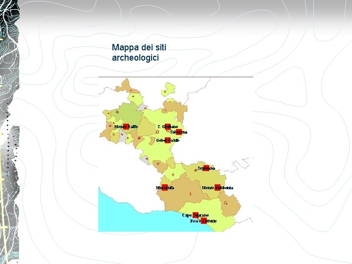 Mappa dei siti archeologici Monte Raffe S. Giuliano Sabucina Gebel Gabib Sophiana Muculufa Monte