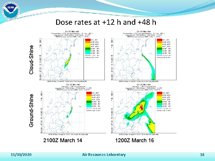 Ground-Shine Cloud-Shine Dose rates at +12 h and +48 h 2100 Z March 14