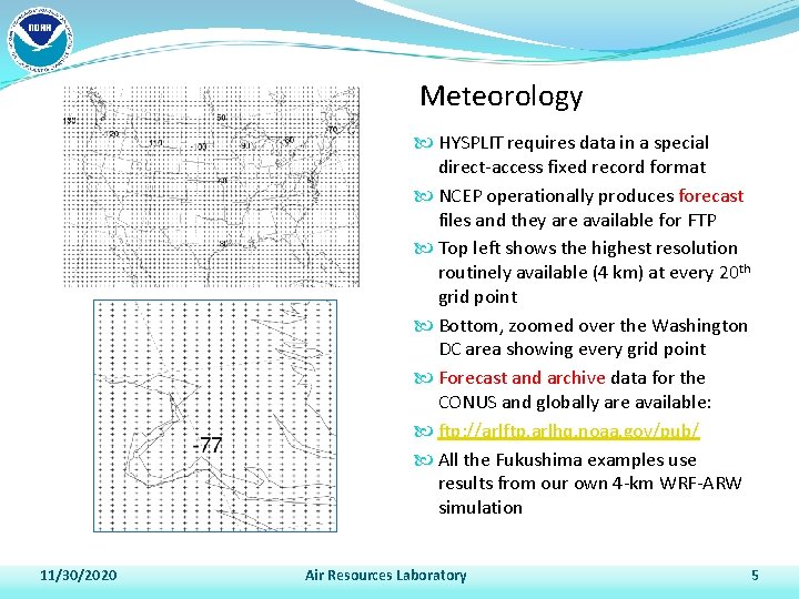 Meteorology HYSPLIT requires data in a special direct-access fixed record format NCEP operationally produces