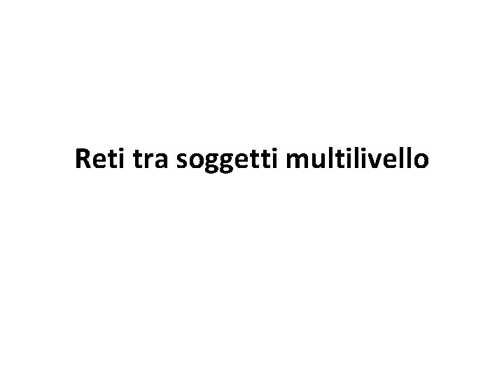 Reti tra soggetti multilivello 