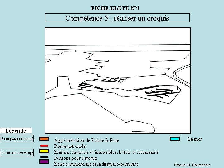 FICHE ELEVE N° 1 Compétence 5 : réaliser un croquis Légende Un espace urbanisé