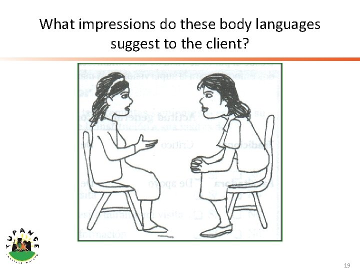 What impressions do these body languages suggest to the client? 19 