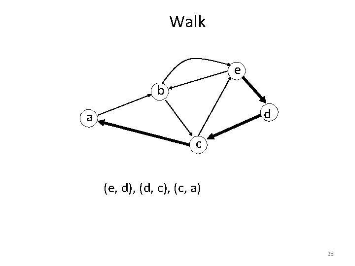 Walk e b d a c (e, d), (d, c), (c, a) 23 