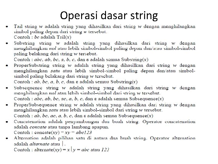 Operasi dasar string 
