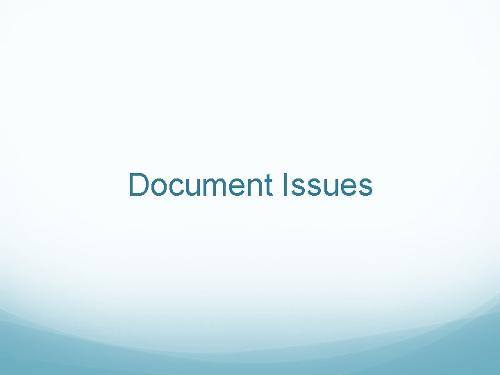 Document Issues 