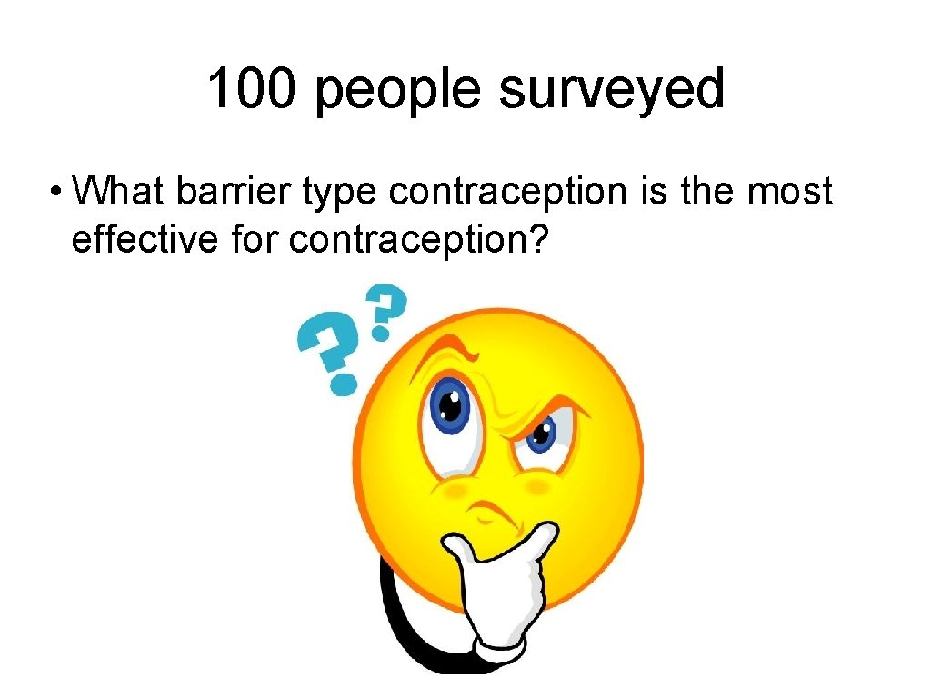 100 people surveyed • What barrier type contraception is the most effective for contraception?