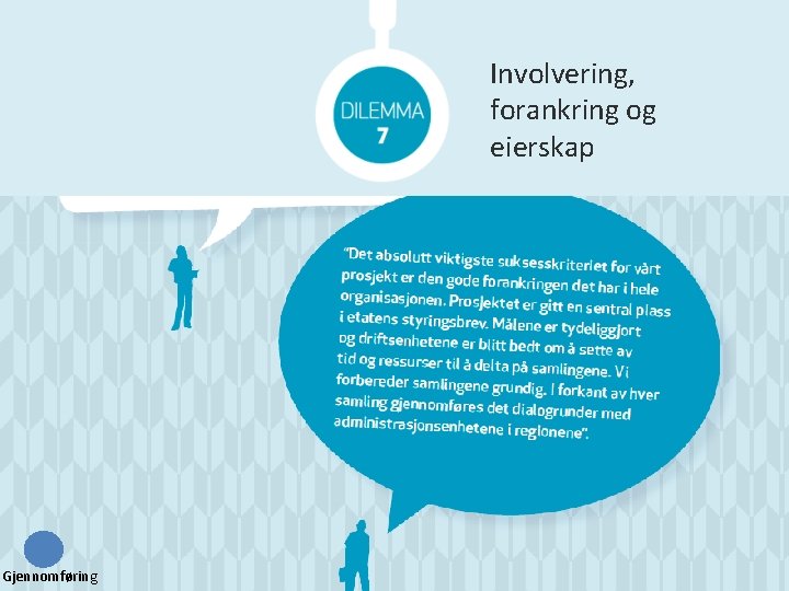 Involvering, forankring og eierskap Gjennomføring 