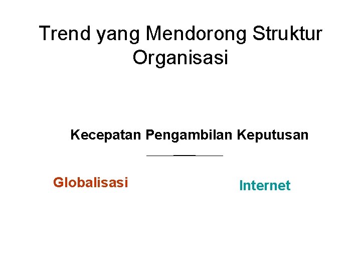 Trend yang Mendorong Struktur Organisasi Kecepatan Pengambilan Keputusan Globalisasi Internet 