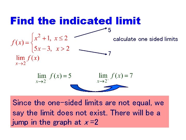 Find the indicated limit 5 calculate one sided limits 7 Since the one-sided limits