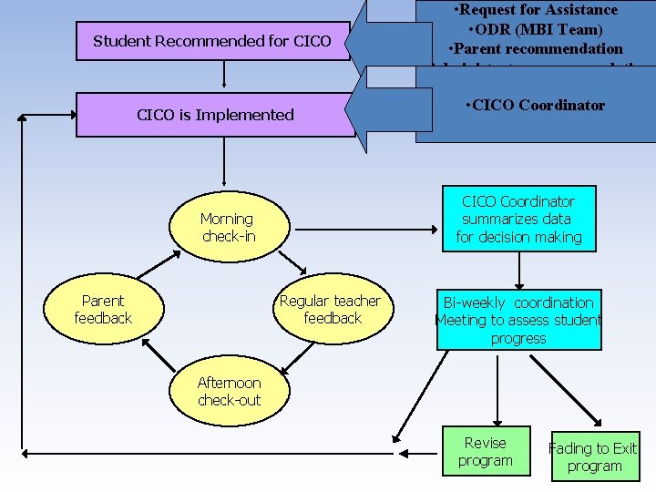 Student Recommended for CICO is Implemented • CICO Coordinator summarizes data for decision making