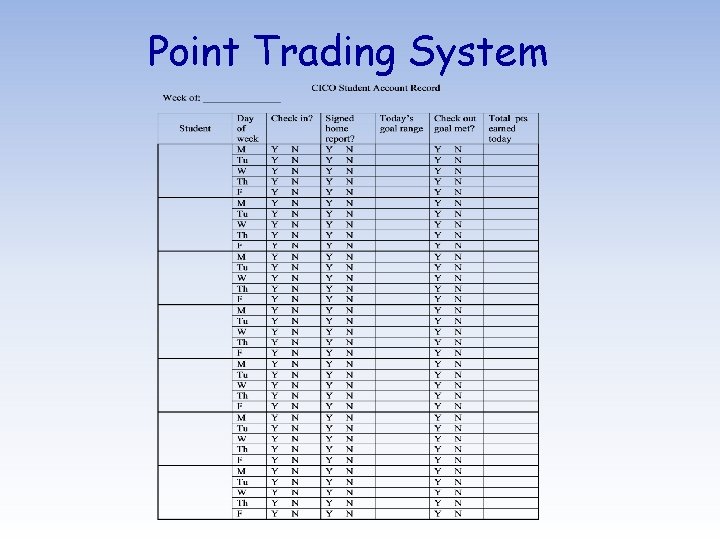 Point Trading System 