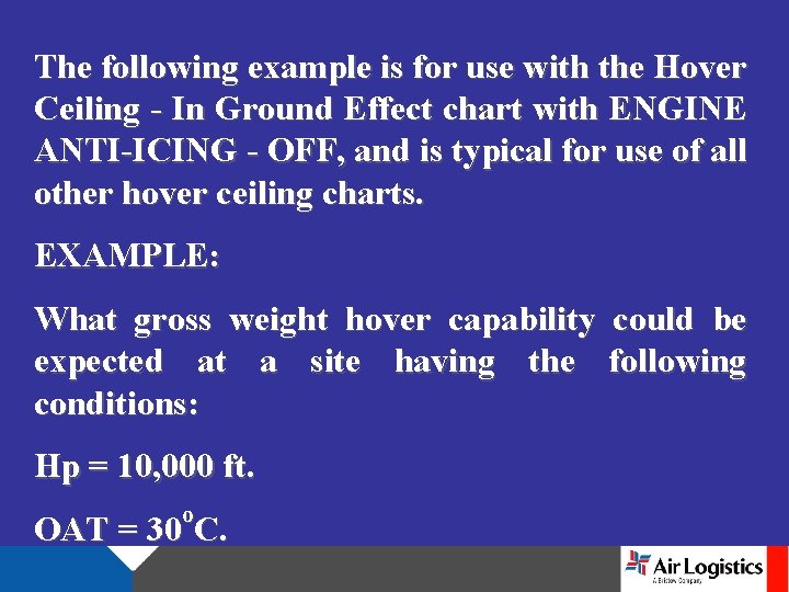 The following example is for use with the Hover Ceiling - In Ground Effect