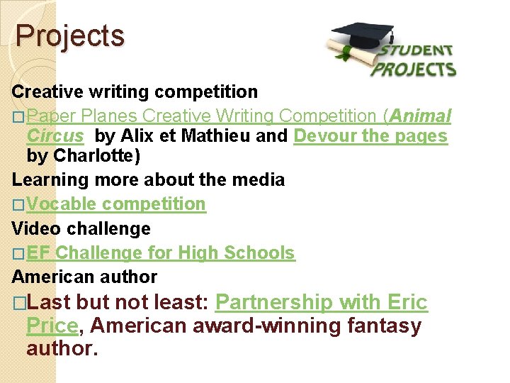 Projects Creative writing competition �Paper Planes Creative Writing Competition (Animal Circus by Alix et