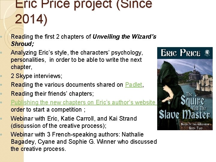 ◦ ◦ ◦ ◦ Eric Price project (Since 2014) Reading the first 2 chapters