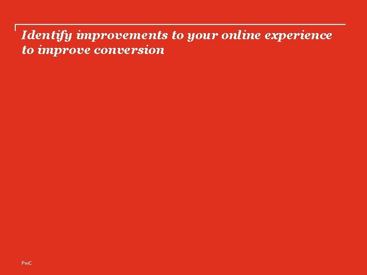 Identify improvements to your online experience to improve conversion Pw. C 