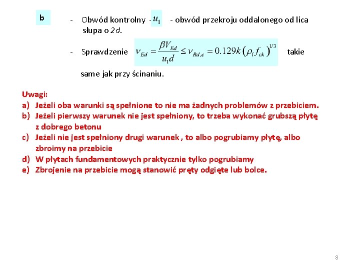 b - Obwód kontrolny – słupa o 2 d. - Sprawdzenie - obwód przekroju