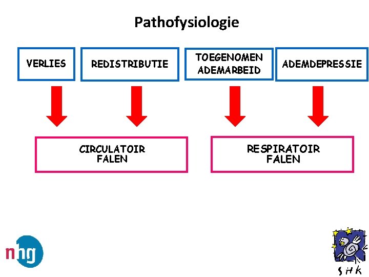 Pathofysiologie VERLIES REDISTRIBUTIE CIRCULATOIR FALEN TOEGENOMEN ADEMARBEID ADEMDEPRESSIE RESPIRATOIR FALEN 