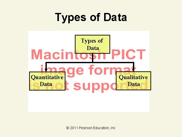 Types of Data Quantitative Data Qualitative Data © 2011 Pearson Education, Inc 