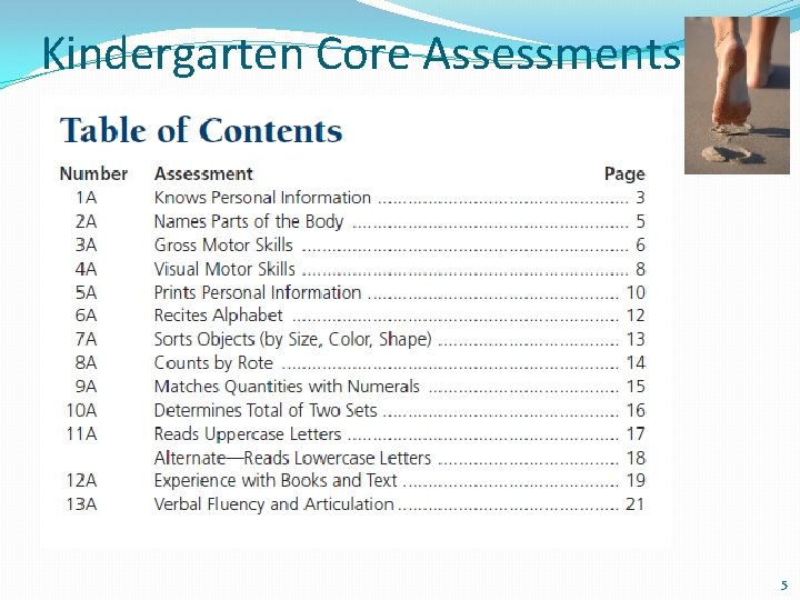 Kindergarten Core Assessments 5 