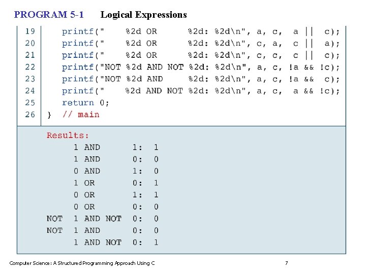 PROGRAM 5 -1 Logical Expressions Computer Science: A Structured Programming Approach Using C 7
