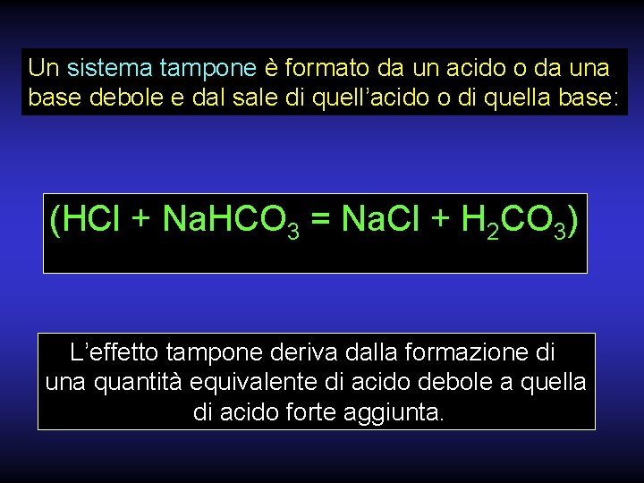 Un sistema tampone è formato da un acido o da una base debole e