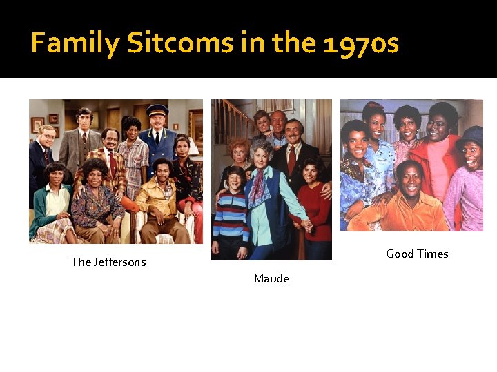 Family Sitcoms in the 1970 s Good Times The Jeffersons Maude 