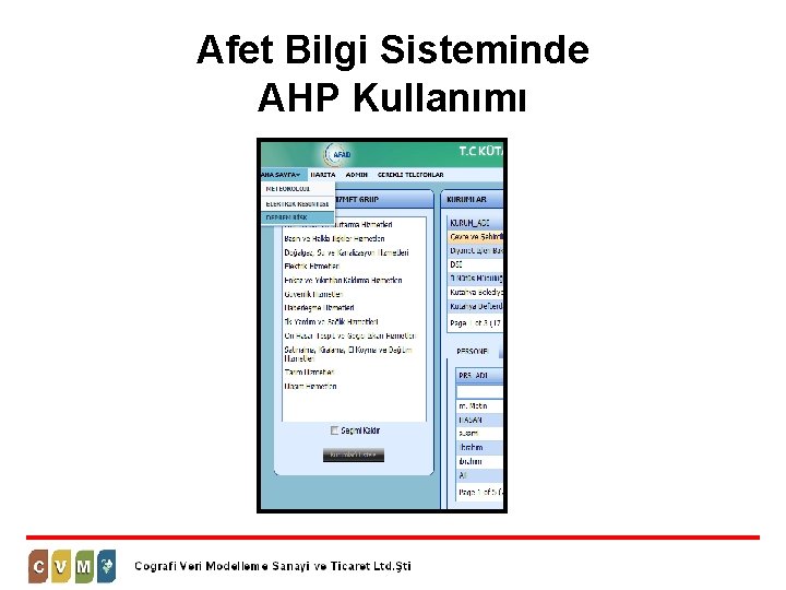 Afet Bilgi Sisteminde AHP Kullanımı 