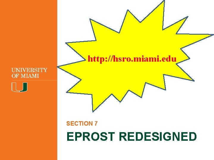 http: //hsro. miami. edu SECTION 7 EPROST REDESIGNED 