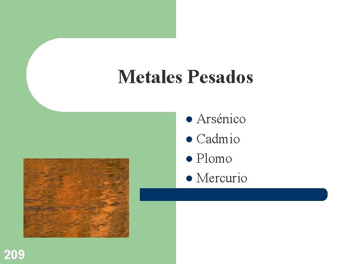Metales Pesados Arsénico l Cadmio l Plomo l Mercurio l 209 